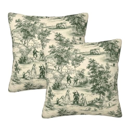 Droerfes French Vintage Throw Pillow Covers Set of 2 Couch Pillow Case Decoration Cushion Covers for Sofa Home Living Room Bedroom Outdoor 18X18 Inch