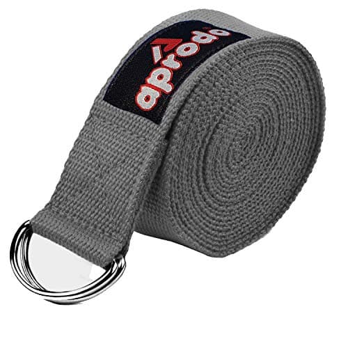 Aprodo Yoga Strap 10 Feet (120 Inches) 1.5" Width 100% Cotton Anti Skid Straps with Adjustable D-Ring Buckle, Best for Yoga, Body Flexibility & General Fitness, (Pack of 1 pc) (Grey)