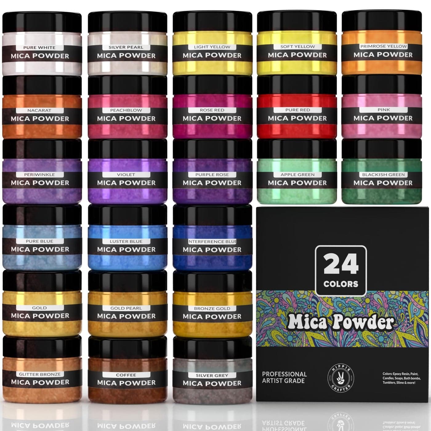 Pigment Powder for Epoxy Resin 24 Pastel Colors Mica Powder for Candle Dye Bath Bomb Coloring Soap Making Resin Pigment Metallic Pearl Soap Dye for Candle Making
