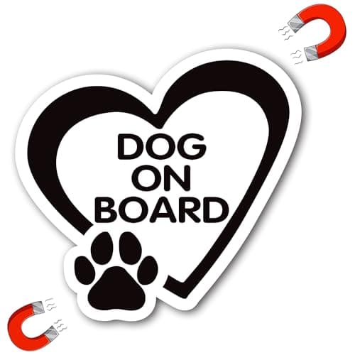 WZCNDIDI Dogs on Board Pink Pawprint Magnet Decal 5 Inch Heavy Duty Automotive Magnet for Car Truck SUV Black
