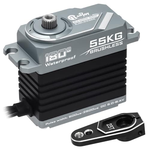 RCENJOY 55KG Brushless Servo Full Metal Servo Magnetic Encoder High Torque Servo with 25T Servo Horn for 112 110 RC Car RC Crawler Robot Boat
