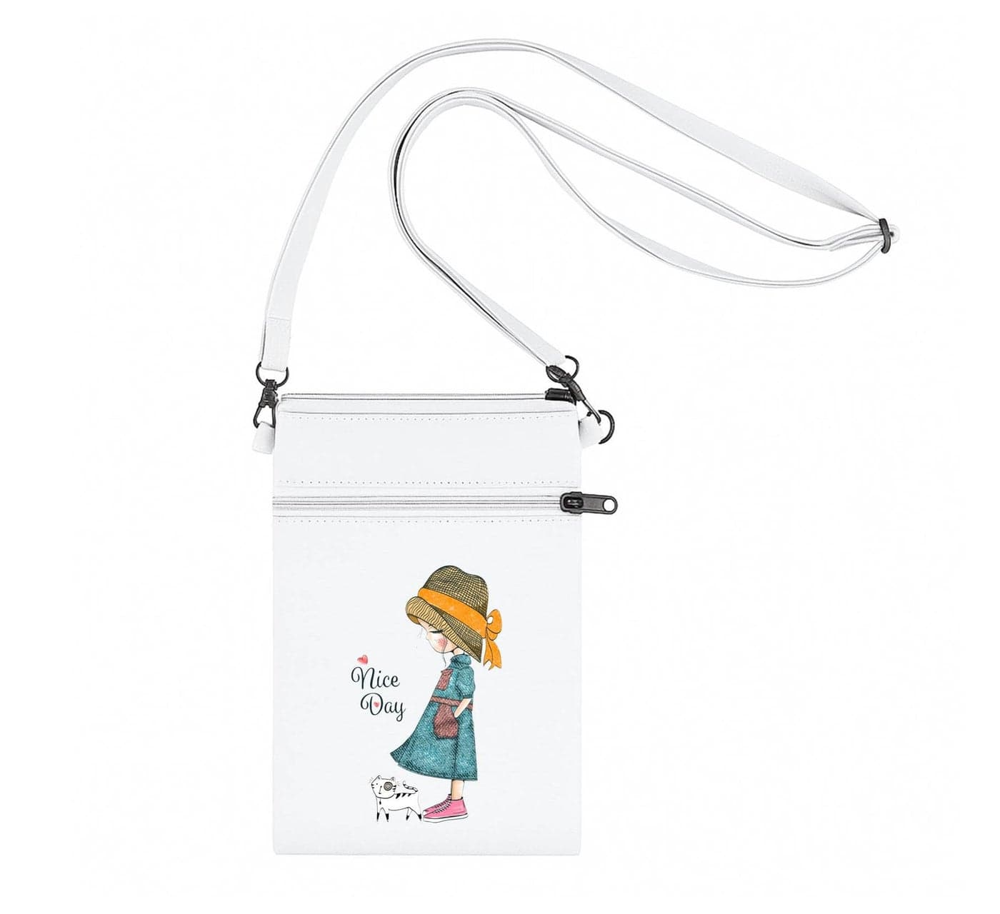 Lify Women's Crossbody Mini Bag,Floral and Quote Printed bag, Lightweight Adjustable Purse, Durable Shoulder Sling Bag - 1 Piece (Pure White- VNICE)