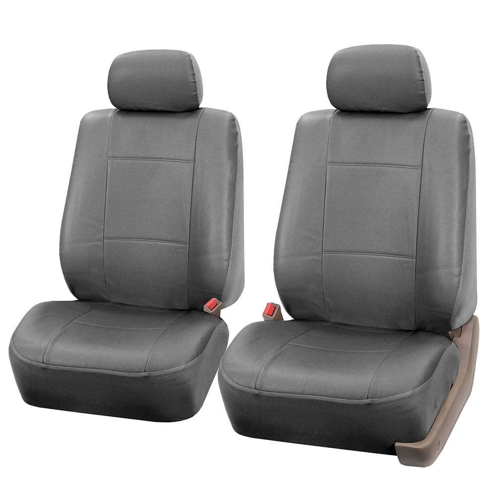 FH Group Front Set Faux Leather Car Seat Cover for Low Back Seat with Removable Headrest Universal Fit Easy to Clean Seat Covers for SUV Solid GrayYour