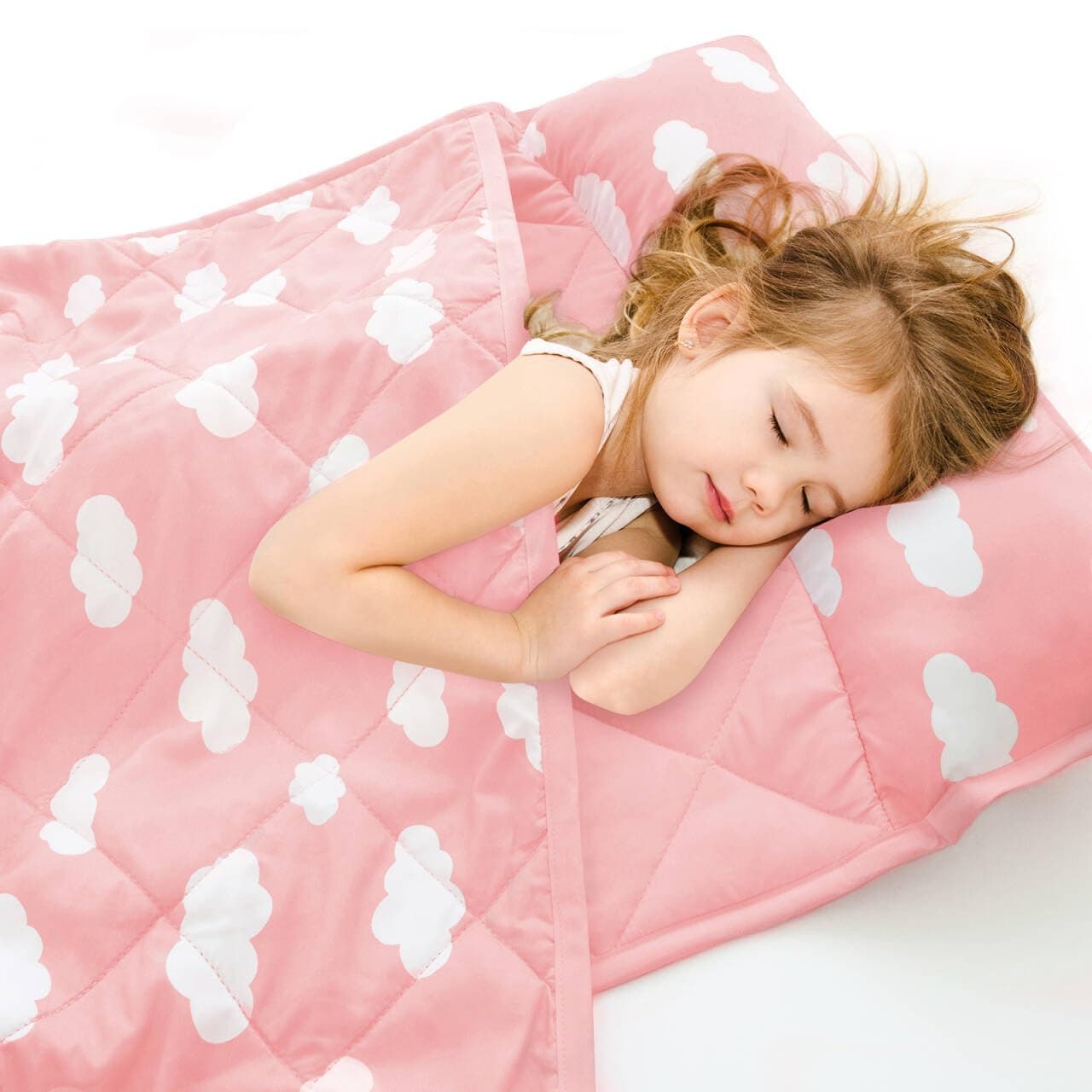 Toddler Nap Mat with Pillow and Blanket Cot Nap Mats for Standard Daycare Preschool Roll up Lightweight Portable Sleeping Bag for Kids Super Soft Cozy Pink Cloud 52 x 23