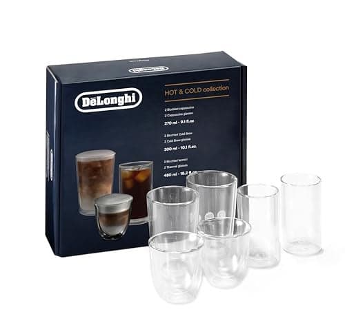De'Longhi Trio Gift Set of 2 Cappuccino, 2 Thermal Large glasses, 2 Cold Brew Large glasses
