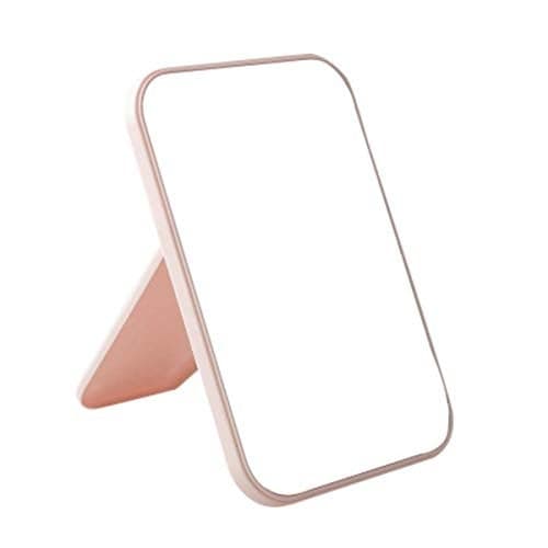 Pepplo Desktop Foldable Makeup Mirror - Simple Portable Princess Square Mirror for Women (Pink, 1pcs) (Framed, Dresser Mount)