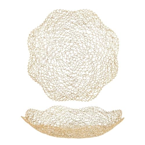 IBWell Decorative Dish for Home Decor and Centerpieces - Gold Vegetable Fruit Bowl Basket(Normal) for Kitchen Counter, Table Centerpieces for Dining Room and Living Room Decor (Gold, Normal)