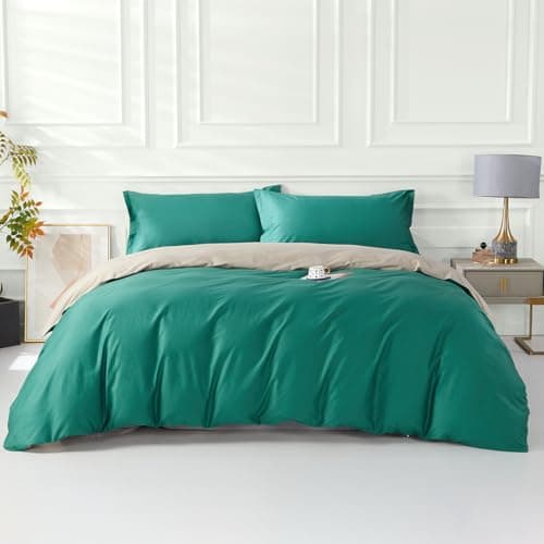 SAPHREAS Teal Duvet Cover King Size 3 Pieces Extra Soft Bedding Set, Includes 1 Cotton Green Duvet Cover 104"x90" with Zipper Closure & 2 Pillow Shams, Comforter Not Included