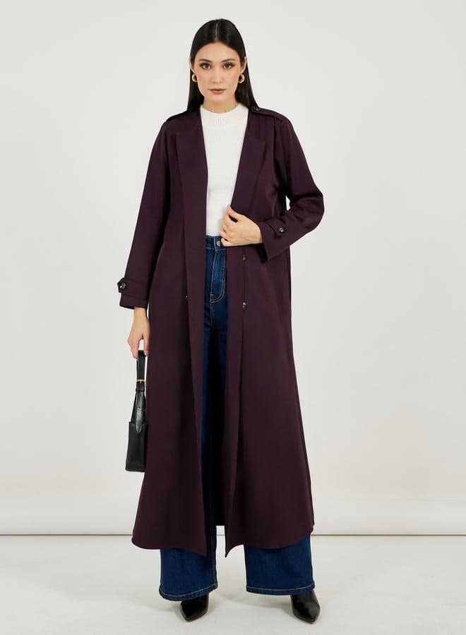 Coat Style Twill Abaya with Buttons