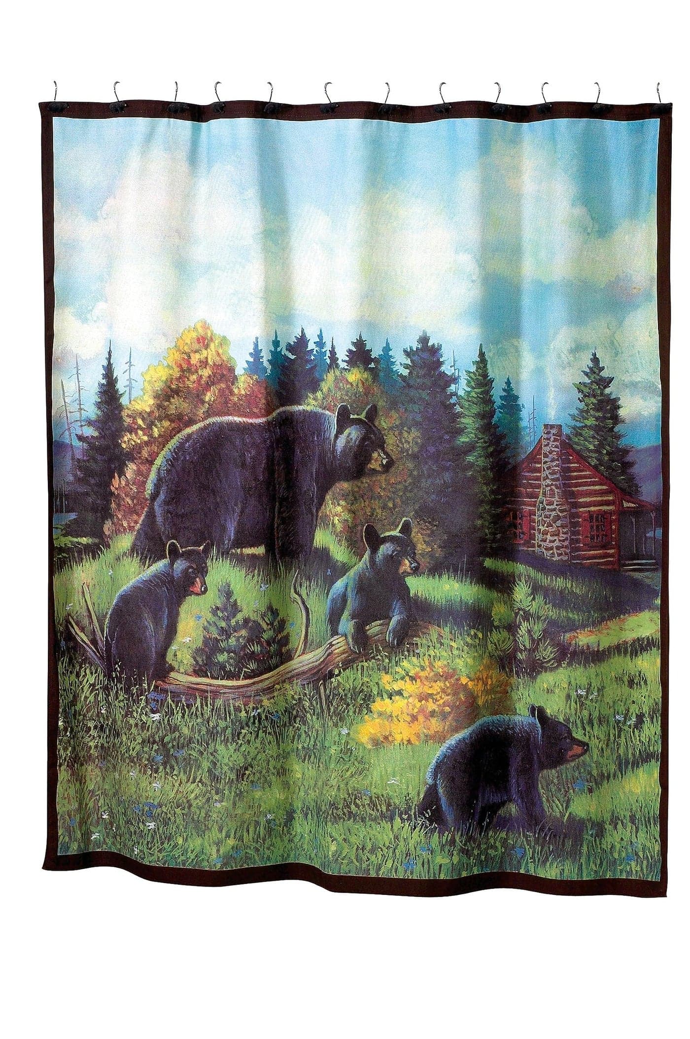 Avanti Linens Fabric Shower Curtain Animal Inspired Bathroom Decor Black Bear Lodge Collection 72