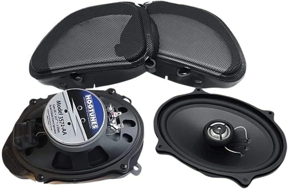 Hogtunes 3572-AA 5"x7" Front Speakers with Grills (2 Pack) for Harley-Davidson Road Glide (1998-2013)