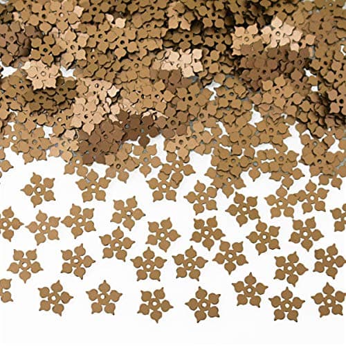 Embroiderymaterial Flower Shape Sequins Sitara for Craft and Embroidery 50gm (Antique Gold, 8MM)
