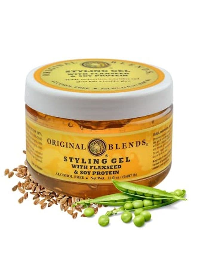 Natural Hair Gel with Flaxseed & Soy Protein - Non-Flaking, Firm or Light Hold for All Hair Types - Hair Product for Adults & Children - (11 Fl Oz Jar)