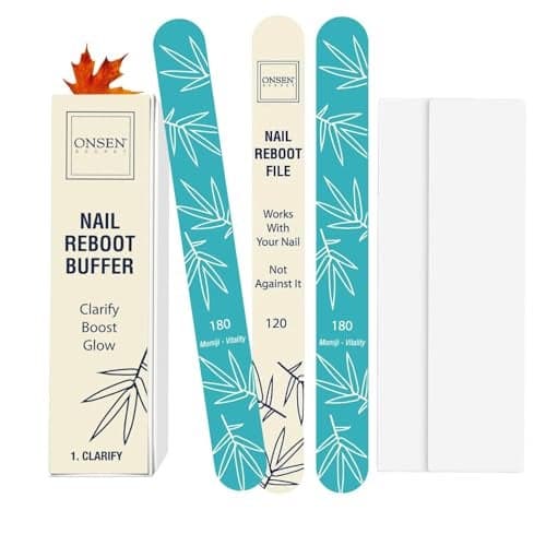 Onsen Japanese Nail Shape Shine Kit 3Way Nail Buffer Block w 2 Extra Pads 6Pack Professional Nail File 120180 Grit for Natural and Acrylic Nails Shape and Shine Series Super Value Bundle