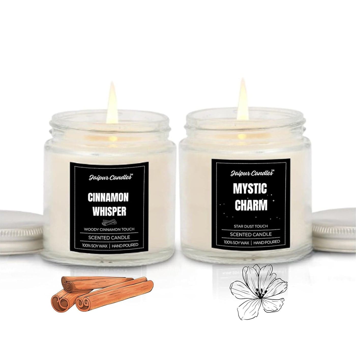 Jaipur Candles Scented Candles 100 Soy Wax Handcrafted SmokeFree Fragrance Candles for Home Cinnamon Star Dust
