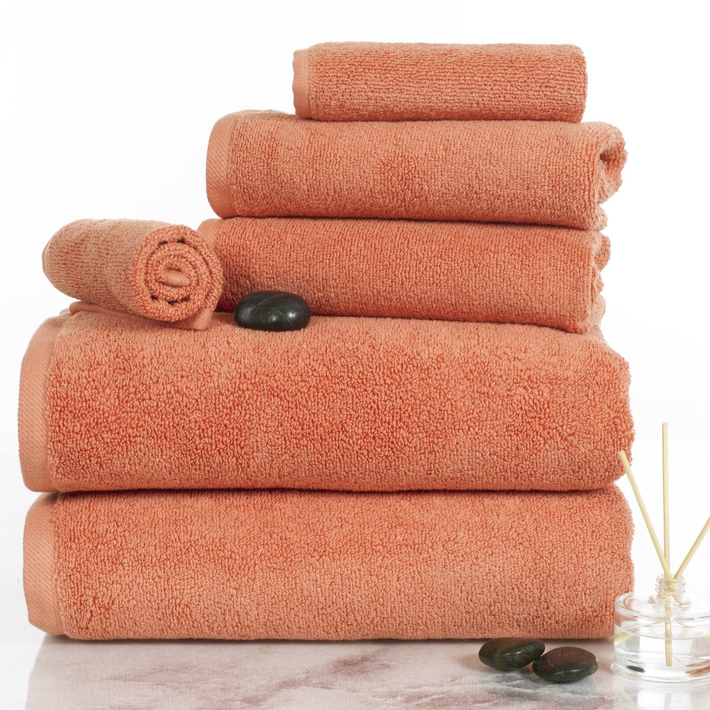 100 Percent Cotton Towel Set Zero Twist Soft and Absorbent 6 Piece Set With 2 Bath Towels 2 Hand Towels and 2 Washcloths Brick By Lavish Home