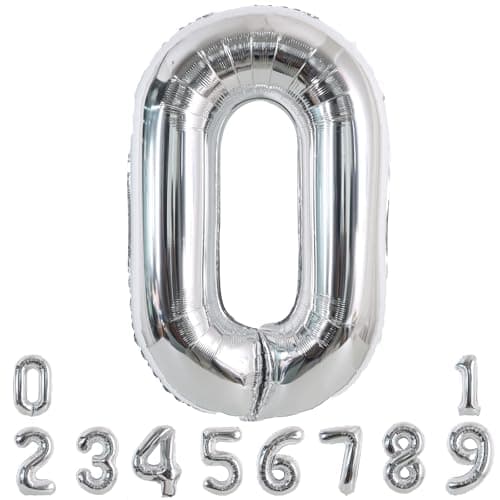 TONIFUL 40 Inch Silver Large Numbers Balloons 09 Number 0 Digital 0 Helium Foil Mylar Big Number Balloons for 2026 Graduation New Year Eve Birthday Party Anniversary Supplies Decorations