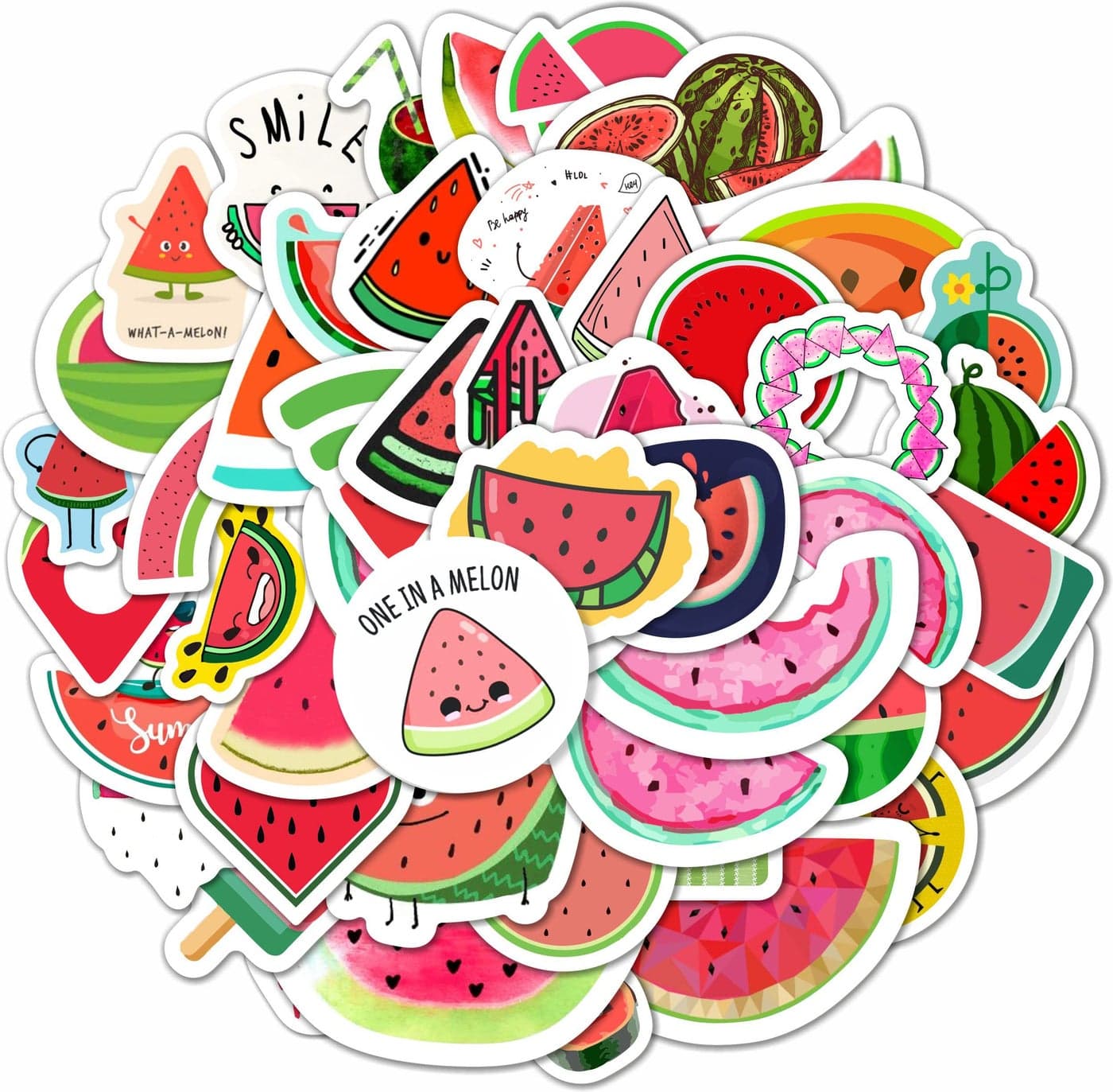 BulbaCraft 100Pcs Watermelon Stickers Melon Stickers One in a Melon Sticker Watermelon Party Favors Goodie Bags Fillers Gifts Party Decorations