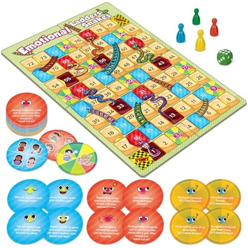 Broytain Emotional Board Games for KidsLadders and Snakes Board GameLearning ResourcesSocial Skills Emotional Regulation Toys for ToddlersClassroom Travel Indoor Outdoor Family Games
