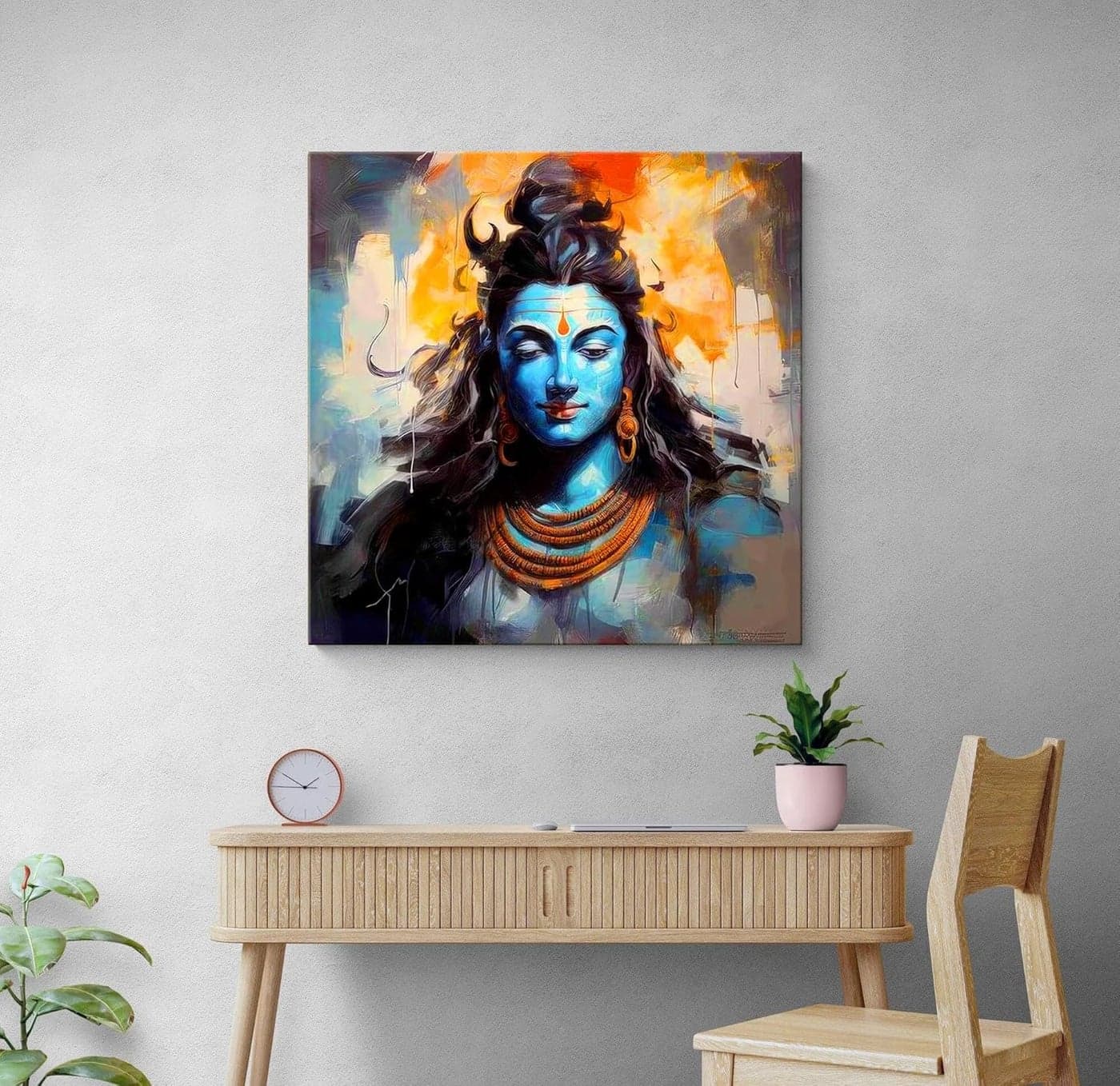 999STORE Abstract Shiva Canvas Painting Art Meditative Lord Shiva Portrait for Contemporary Spiritual Home and Meditation SpacesFLP24X240285