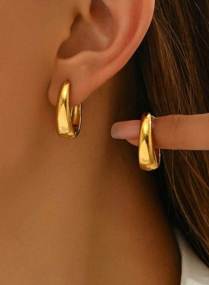 18k Gold Plated Stainless Hoops Steel Earrings For Women