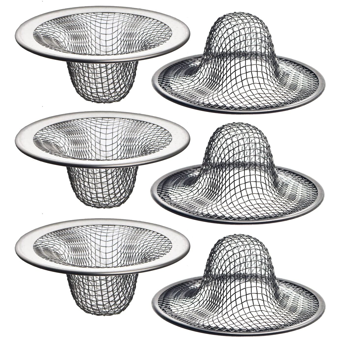 6 Pack 2125 Top 1 Basket Mesh Sink Drain Strainer Hair Catcher for Bathroom Sink Utility Slop Laundry RV and Lavatory