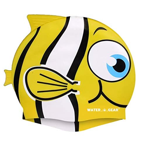 Water Gear Critter Cap - Extremely Durable Swimming Cap for Kids - Great for Improving Swimming Skills and Instilling Confidence in The Water - Long-Lasting Toddler Swimming Cap (Yellow Fish)