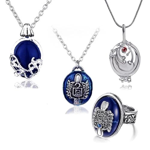 HJYZY The Vampire Damon's Costume Jewelry Accessories Elena Gilbert Opening Vervain Locket Pendant Necklace Daywalking Katherine Necklaces Signet Stefan Ring Set with Stickers 14 pcs