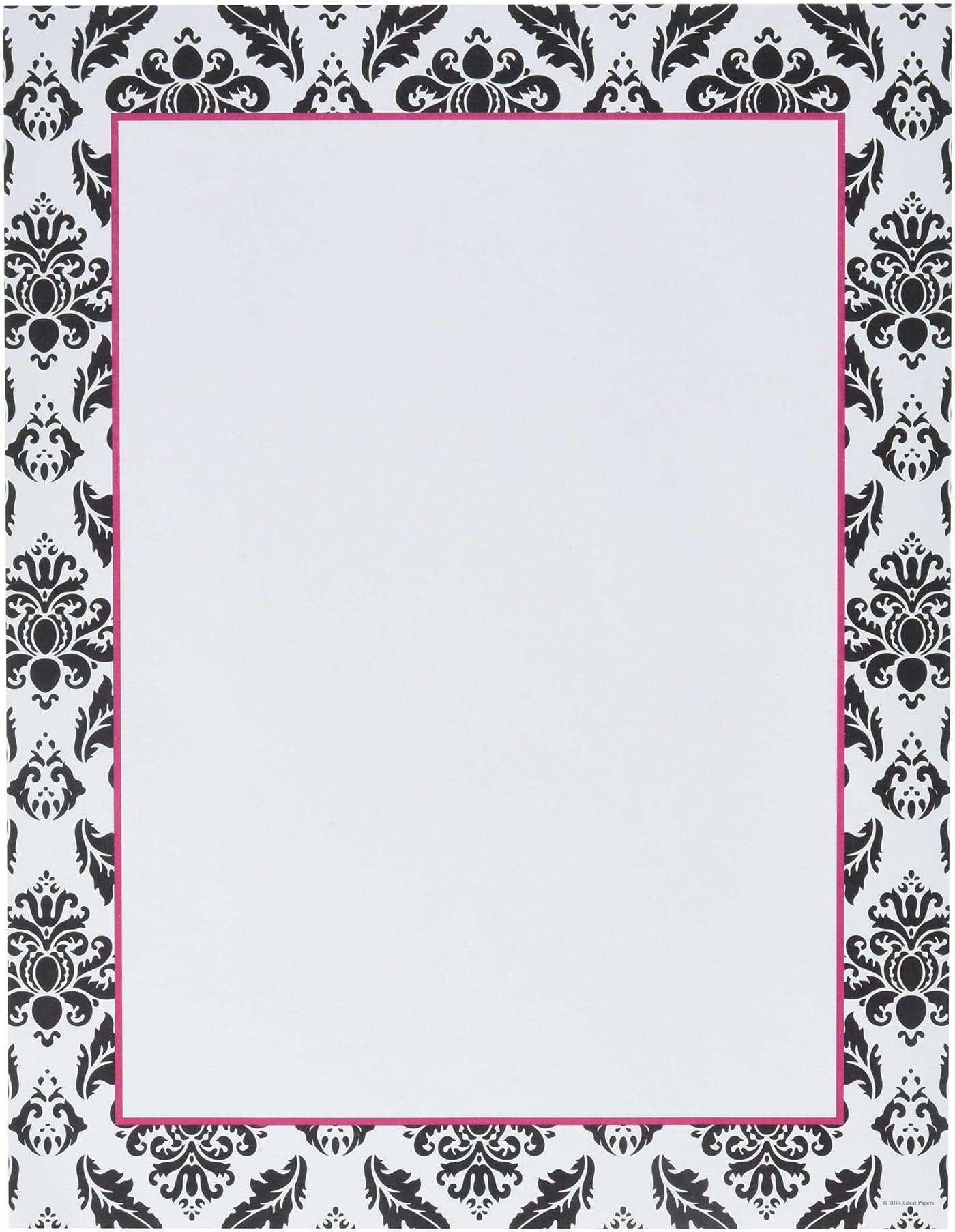 Great Papers Black White Damask Letterhead 85x11 80 Count 2012027