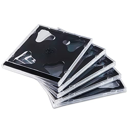 Maxtek 104 mm Standard Double 2 Discs Capacity Clear CD Jewel Case with Black Tray 25 Pack