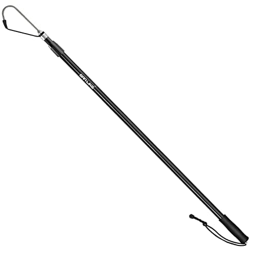 SAN LIKE Telescopic Fishing Gaff Aluminum/Fiberglass Pole with Nonslip Rubber Handle Stainless Steel Hook with M8 Screw