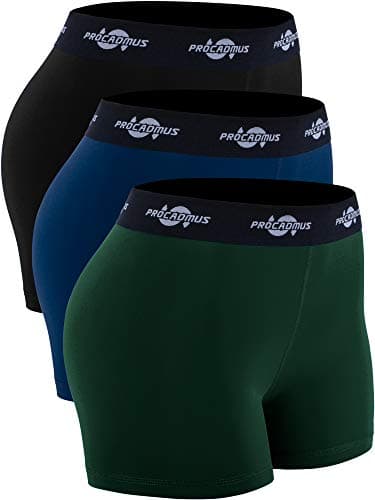 CADMUS Women's Spandex Volleyball Shorts 3" Compression Pro Shorts,Black & Navy Blue & Dark Green,Medium