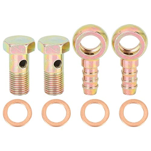 X AUTOHAUX 2 Sets 12mm Diameter Banjo Hose Barb Bolt Fittings Banjo Bolt Washer Kit Bronze Tone for Motorcycle Car
