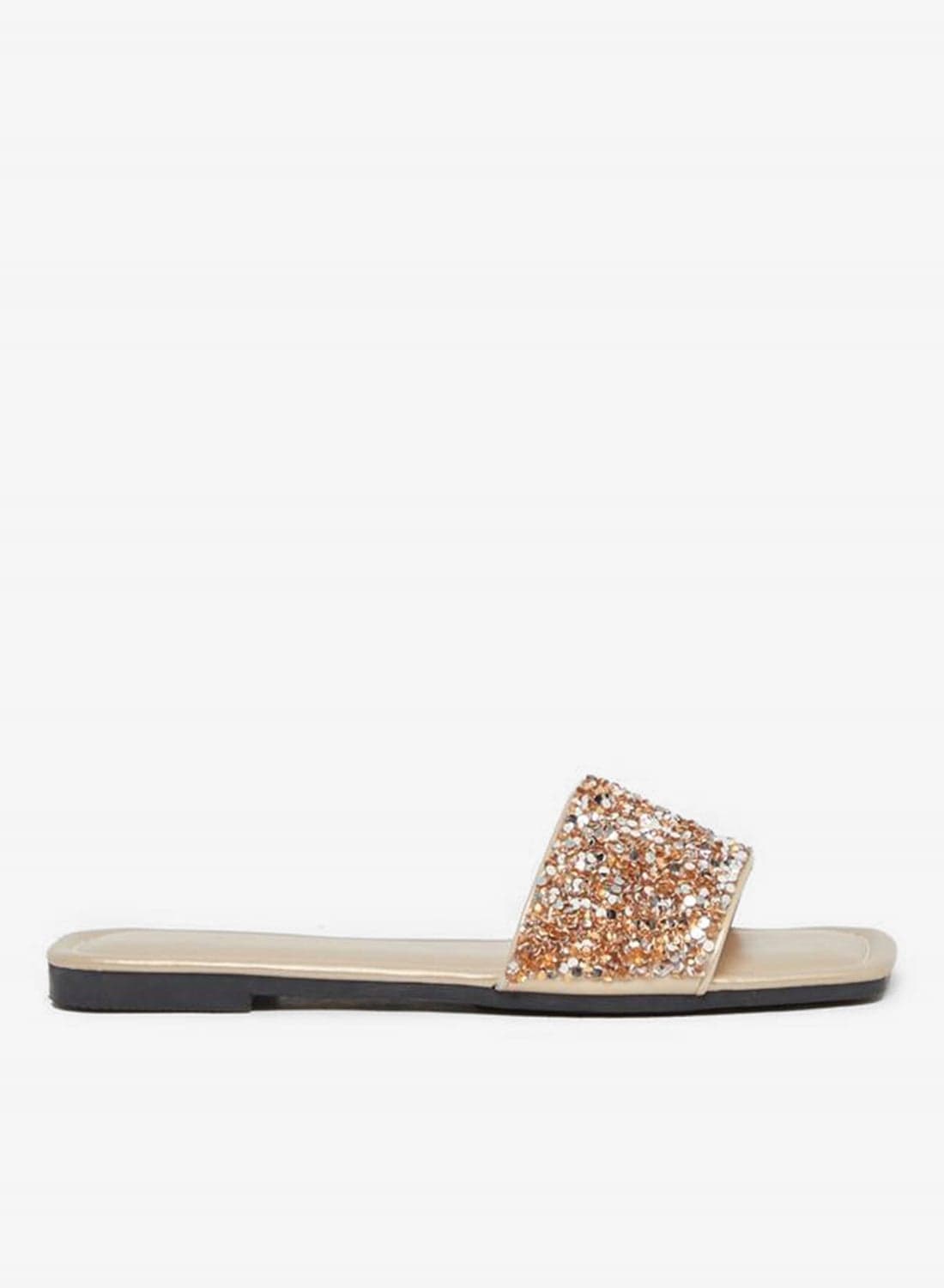 Embellished Strap Slip on Flat Sandals