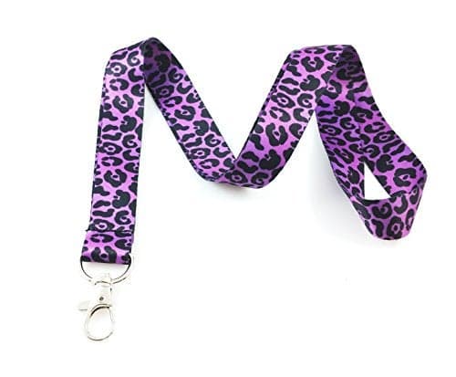 Leopard Print Lanyard Key Chain Id Badge Holder (Purple)