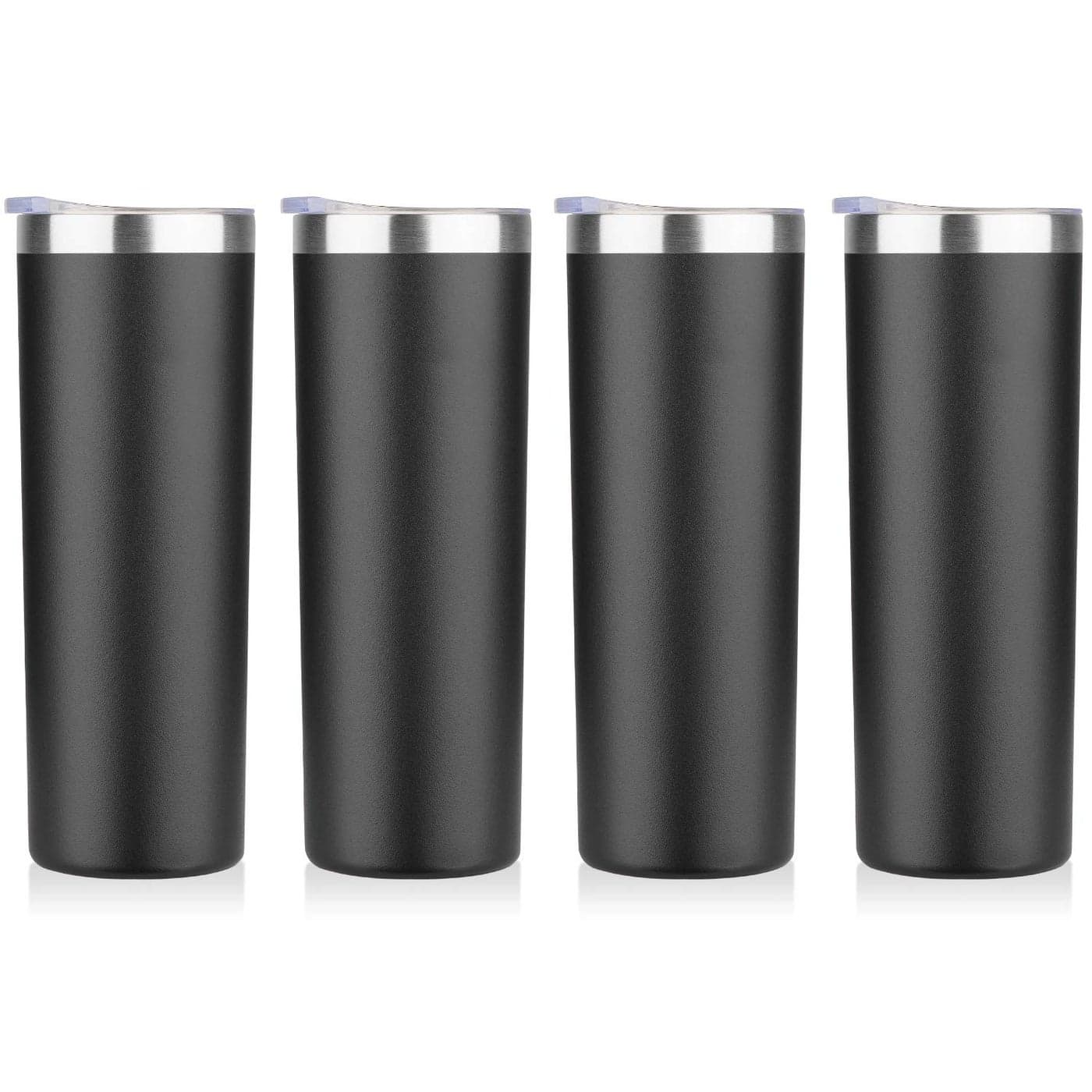 HASLE OUTFITTERS 20 oz Skinny Tumblers Bulk Set Stainless Steel Insulated Slim Tumblers with Lids Reusable Double Wall Travel Coffee Mugs Durable Powder Coated Travel Water CupsBlack 4