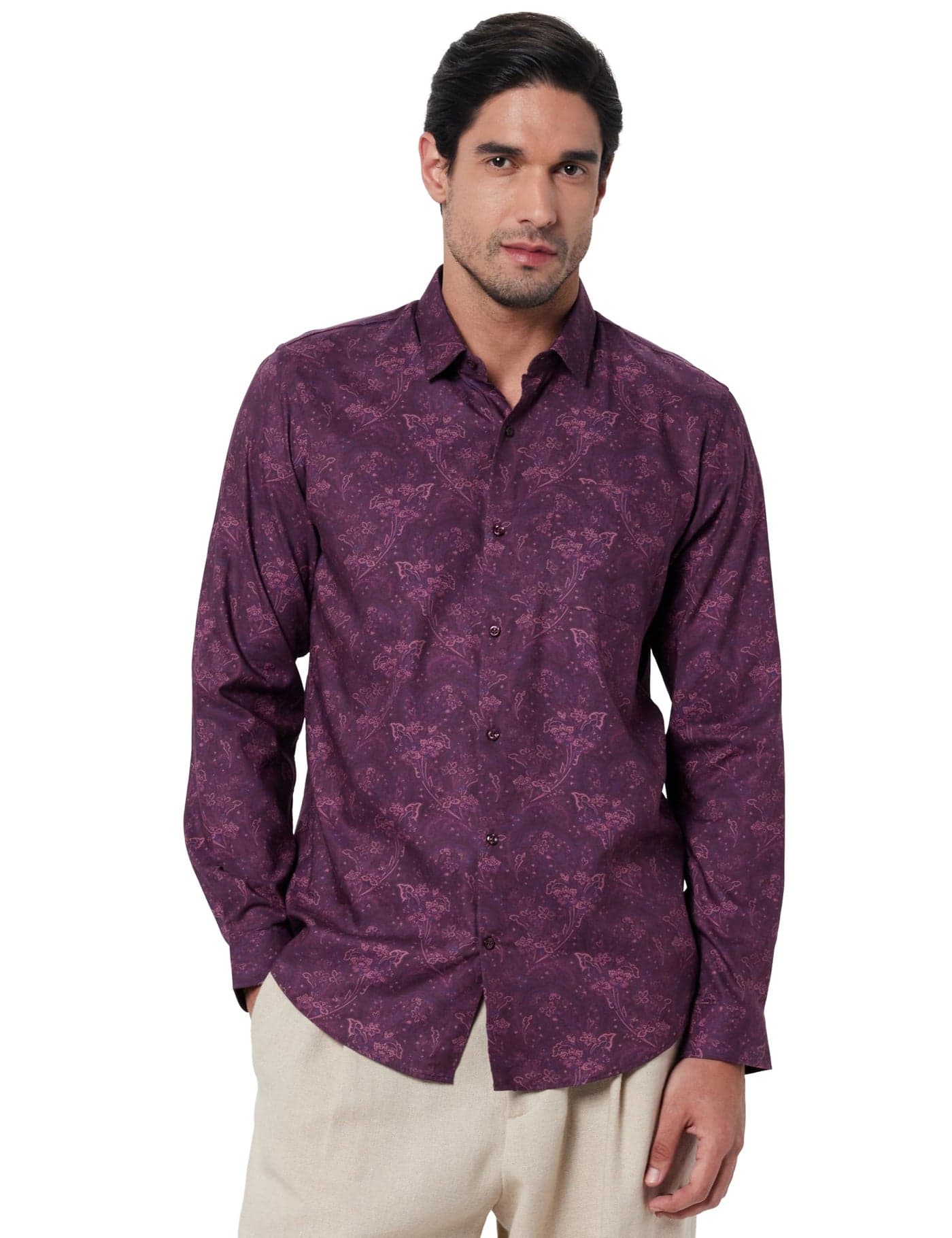 Peter England Men Purple Slim Fit Shirt