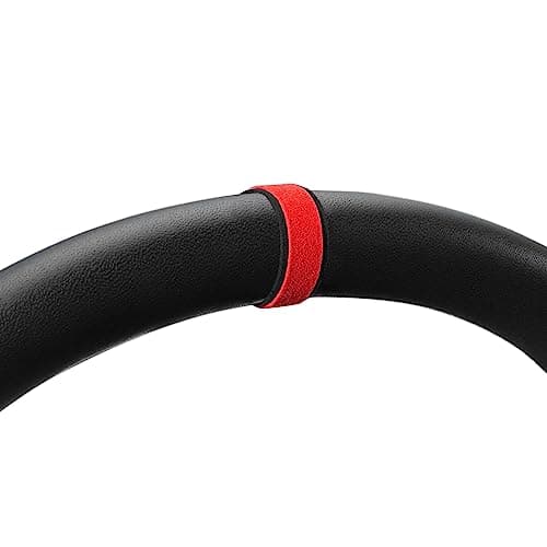 BETTERHUMZ for Alcantara Steering Wheel Center Stripe Marker Sticker,Non-Slip Steering Wheel Return to Standard Decals for Tesla Model 3,Y S Interior Trim (Red Black)