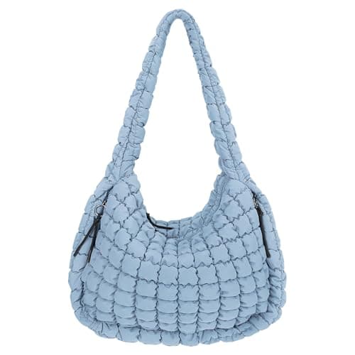 Juoxeepy Quilted Tote Bag Large Quilted Carryall Puffer Shoulder Bag Lightweight Puffy Padding Hobo Bags Puffy Bags