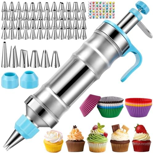 Cake Decorating Tools Supplies Kit 164pcs Baking Accessories Dessert Piping Syringe and Icing Tips Set Puffs Cupcake Frosting Piping Bakery Set for Adults Beginners or Professional Blue