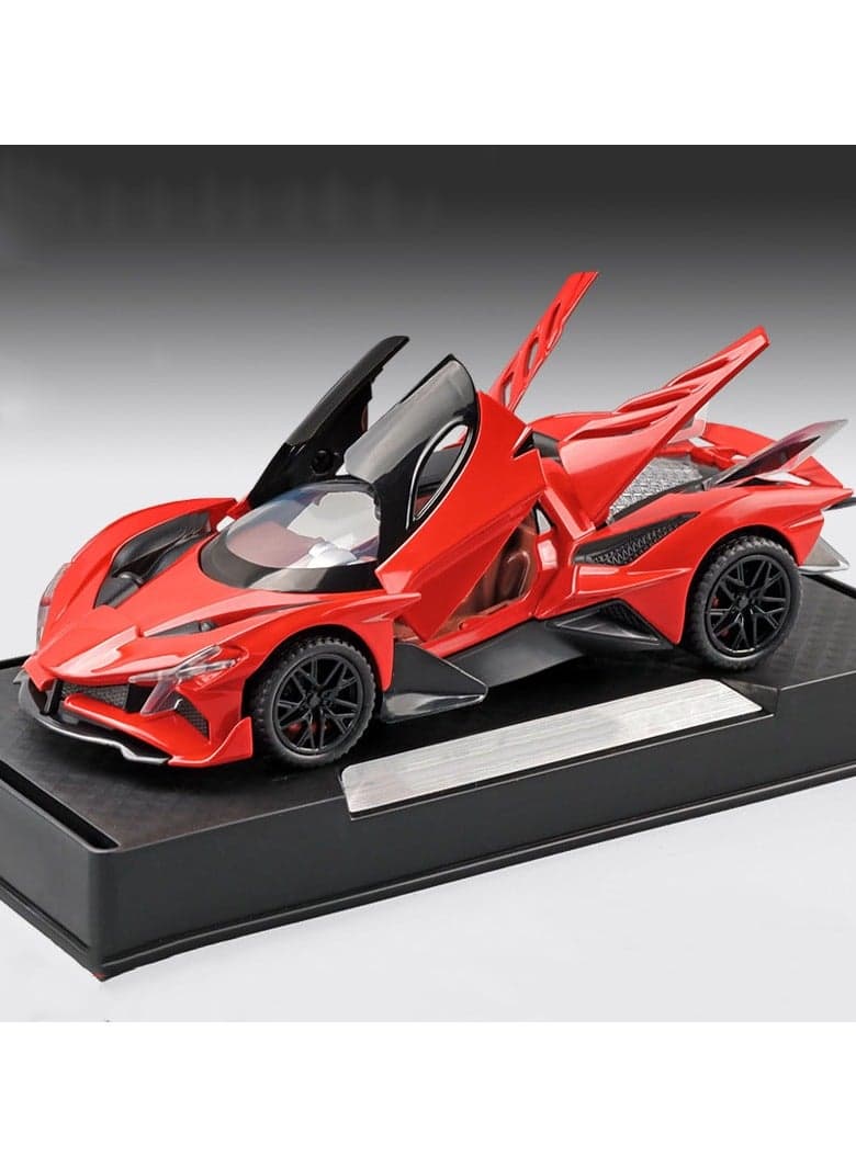 1:32 Apollo Sun God Sports Car Model , Alloy Simulation Pull-Back Car With Light & Sound Force Control Toy Car , Model Car for Kids Boy Girl Gift , Collectible Display, Red 15.6 cm*6.8 cm*3.9 cm