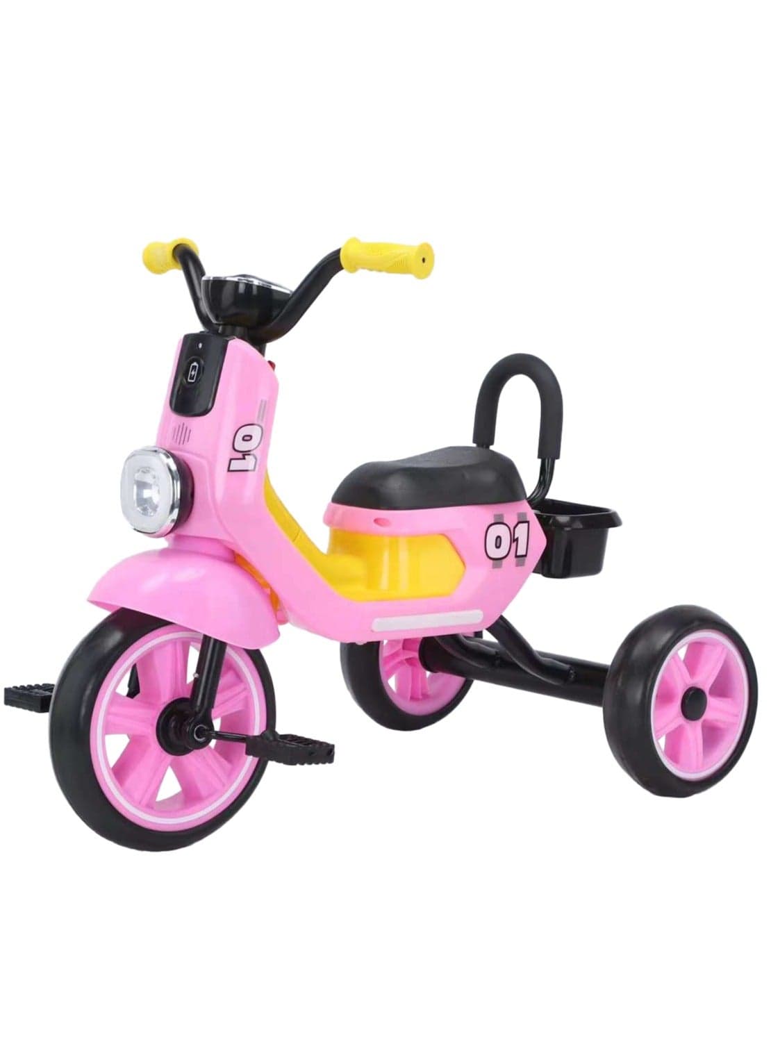 Lovely Baby Kids/Children Tricycle LB 2280 with Music & Light, Steel Frame, EVA Wheels, Rear Basket, For The Ages 1-3 Years - Pink
