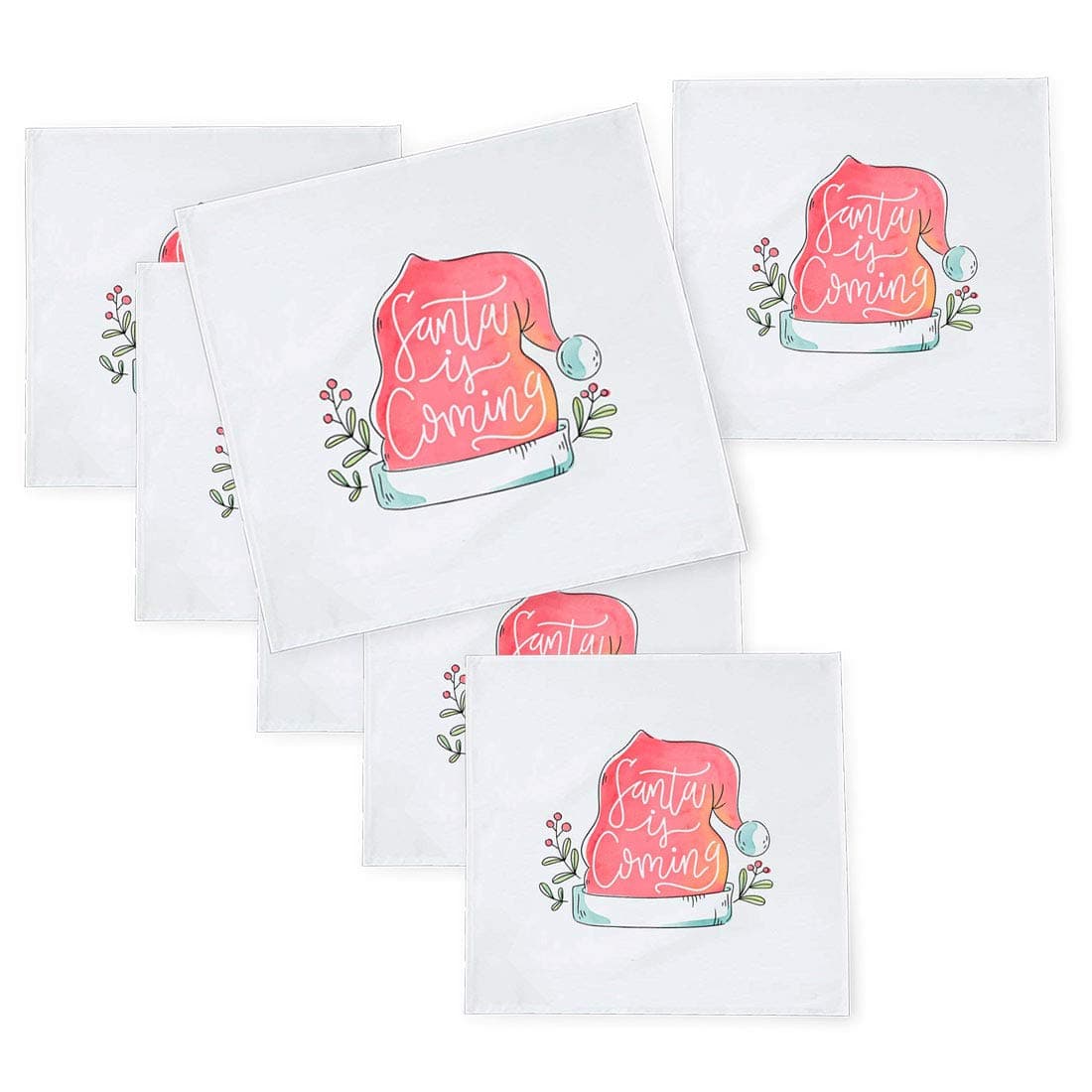 Khakee 6 Pcs Christmas Theme Tafta Silk Table Napkins 10x 10 for Xmas Decoration Christmas OrnamentsChristmas Gift npxmas297P