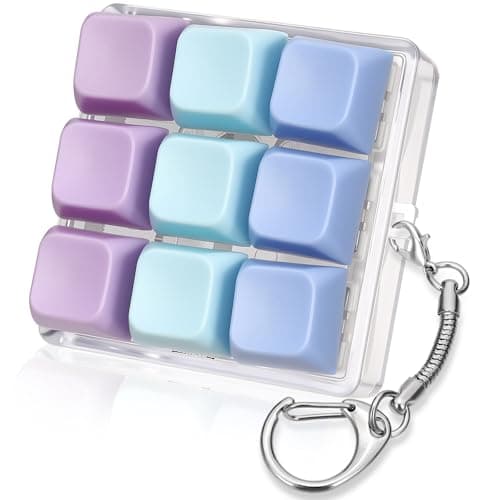 Keyboard Fidget Toy 9in 1 Keyboard Keychain Push Bubble Sensory Fidget Toys Anxiety and Stress Relief Gifts for Children Adults Friends Purple and Blue