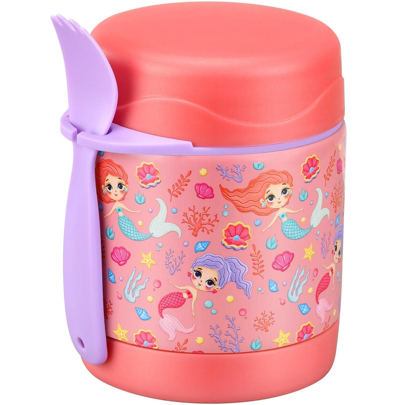 10oz Soup Thermo for Hot Food KidsLunch Thermo Kids Food Jar with Spoon Hot Insulated Food ContainersLeak Proof Stainless Steel Wide Mouth Lunch Food Thermo Jar for SchoolPinkMermaid