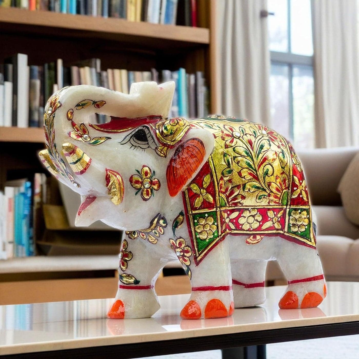 Elegant 6 Marble Elephant Showpiece Home Decor Hathi Statue Symbolizing Love Strength Luck Pure Makrana Marble Vastu Positive Energy Gift Item