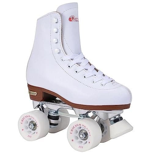 Chicago Quad Roller Skates for Girls & Boys – Durable, Top Performance Indoor/Outdoor Use or Roller Derby - Classic Deluxe Leather High-Top Boots with 60mm Urethane Wheels & Semi-Precision Bearings