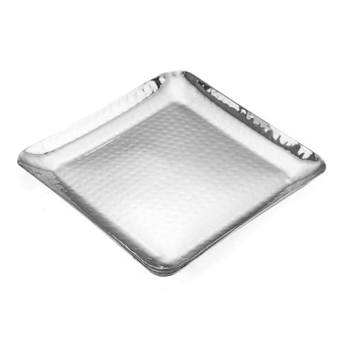 FNS Stainless Steel Square Hammered Finish Deep Platter Ideal Tray for Parties Holidays & BBQ’s