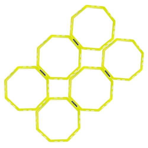 Synco Agility Training Ring Ladder | Sports Soccer Football Speed Training Ladder | Fitness Equipment, Hex Hoops (Yellow, Set of 6 Rings)