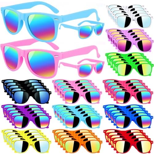 Oleitodh 60 Pcs Kids Sunglasses Bulk Party FavorsNeon Party Sunglasses for Boys Girls Summer Pool Beach Party Favors SuppliesGift for Birthday Party and Outdoor Activity Age 38